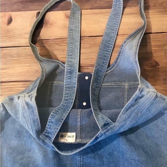 ATIPICAL Denim Country Western Concert Romper Jumper Mini Dress Size Large ECU - Picture 7 of 10
